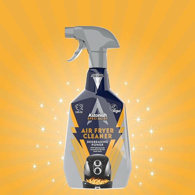 Astonish 750ml Specialist Air Fryer Cleaner Spray with Baking Soda, 3 Pack - Non Stick Safe Grease Remover, Food Residue Lifter, Quick Rinse Vegan Cruelty Free Kitchen Degreaser, No Scrub Formula