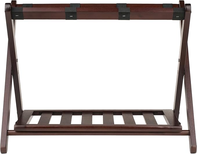 Winsome Remy Luggage Rack with Storage Shelf, for Guest Room, No Assembly, Cappuccino