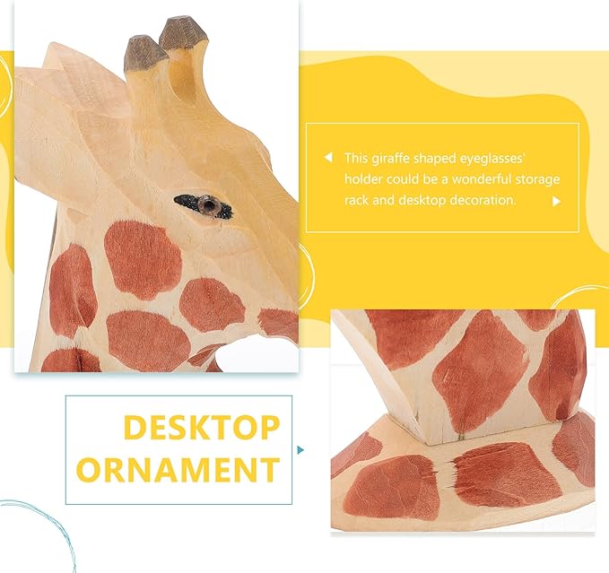 Giraffe Shaped Eyeglasses Holder Wooden Glasses Stand Decorative Eyewear Organizer Tabletop Rack for Home Office Display