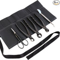 Wazakura Made in Japan 5PCS Bonsai Tool Kit with Roll Bag: Yasugi Steel Satsuki Bonsai Scissors, Concave Branch Cutter, Knob Cutter, Wire Cutter, Tweezers - 5 Tools Satsuki Set with Case