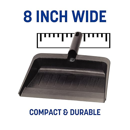 Carlisle FoodService Products Heavy Duty Dust Pan with Handle – Durable Plastic, 8 Inch Dust Pan for Home, Kitchen, and Commercial Use, 24 Pack, Black