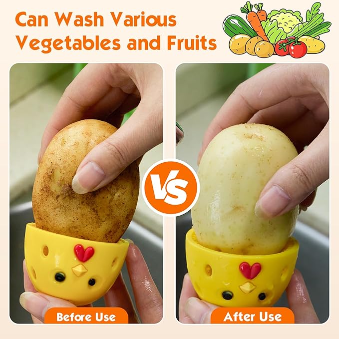 Egg Brush Cleaner, Egg Cleaner for Fresh Eggs, Cute Chick Shaped Egg Wash and Brush, Washing Egg Tool for Standard Sized Eggs (Green)