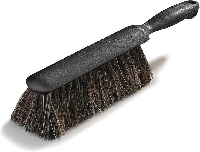 SPARTA Flo-Pac Counter Brush, Bench Brush, Dustpan Brush with Long Lasting for Counters, Floors, And Fireplace, 8 Inches, Black