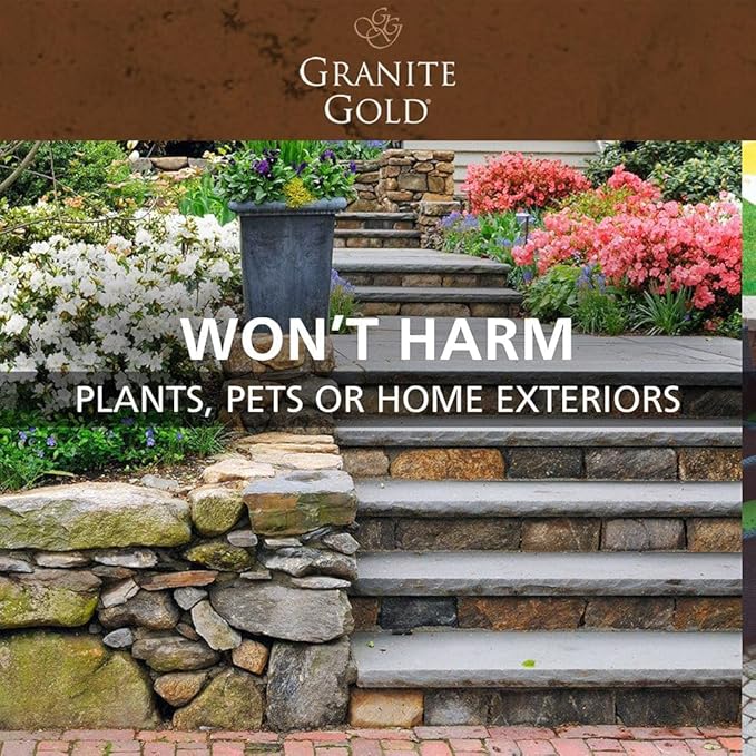 Granite Gold Outdoor Stone & Concrete Cleaner, Deep Cleans Patios, Decks, Driveways, & Walkways, Safe for Plants, Pets, & Home Exteriors, Garden Hose Attachment Included for Easy Cleaning, 64 Fl Oz
