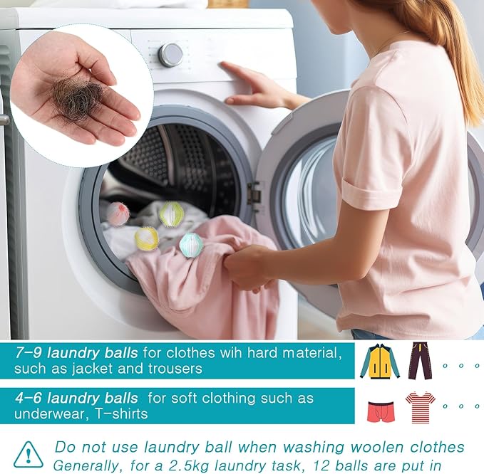 Blulu 12 Pieces Pet Hair Remover for Laundry Dryer Balls Reusable Washing Machine Hair Catcher Pet Dog Cat Catcher Lint Remover (Fresh Color)