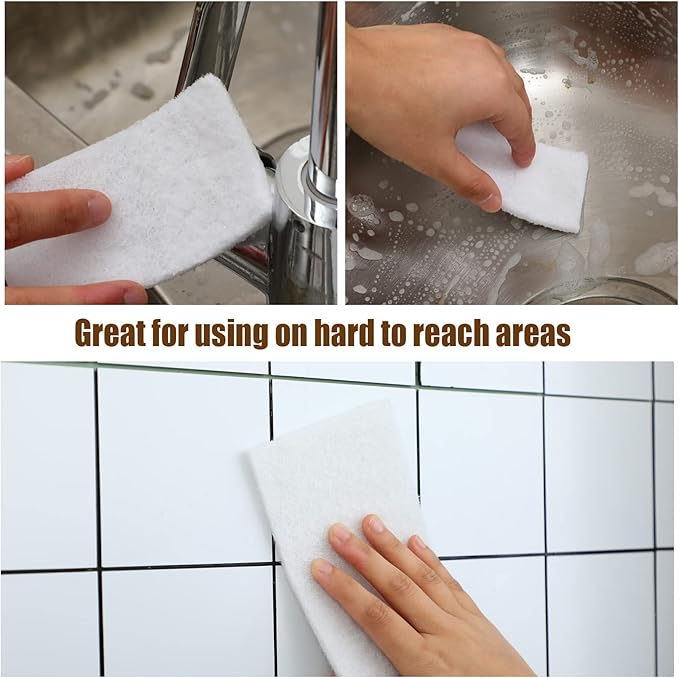 20 Pieces White Scrubbing Pad Non Scratch Scouring Pads Non Woven Scouring Sponge Multipurpose Abrasive Multi Surface Scrubber for Cleaning Polishing(4 x 6 Pulgadas)