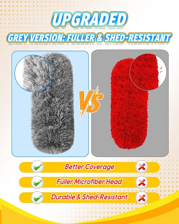 KEEPOW 4 Pack Upgraded Microfiber Duster Refills Compatible with OXO Extendable Duster, Reusable Washable Head Replacements for Cleaning, Compatible with OXO Microfiber Duster (Handle Not Included)