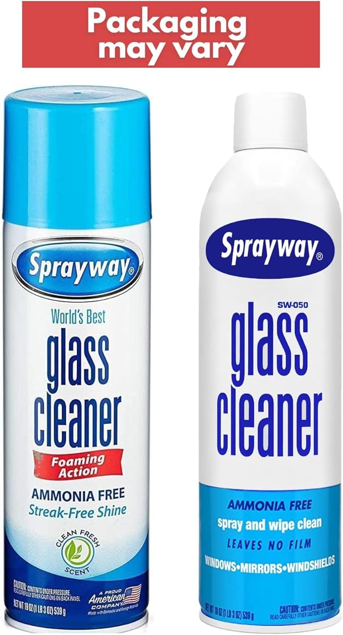 Sprayway Streakless Glass Cleaner 19 Ounce (Pack of 3) Made in USA, Blue and White (Package may vary)