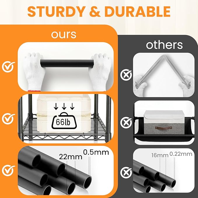 Extra Large Clothes Rack, Heavy Duty Clothing Rack for Hanging Clothes, Freestanding Clothing Rack Closet, Adjustable Metal Garment Rack, Portable Closet 76.4"W x 15.7"D x 68.5"H, Hold 792 lbs, Black