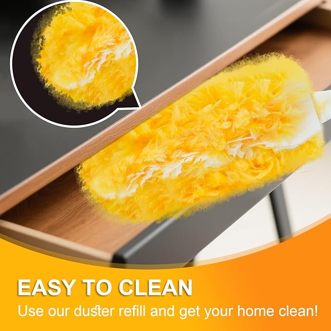 Duster Refill Compatible with Swiffer Duster, Heavy Duty Duster Refills Kit for Cleaning Dusting, Multi Surface 360 Feather Duster, 20 Count Disposable Refills with 1 Handle