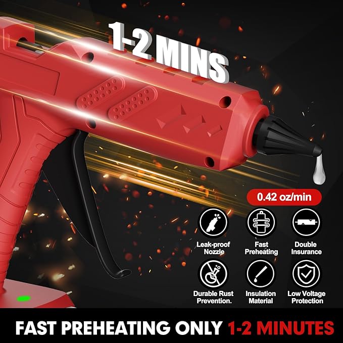 Cordless Hot Glue Gun for Milwaukee 18V Battery, 60W Full Size Craft Glue Gun, Handheld Hot Glue Gun Kit with 30pcs 0.43'' Glue Sticks for Home Repair Arts Crafts DIY(No Battery)