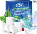 Toilet Bowl Cleaner Tablets 12-Pack, Automatic Cleaners with Bleach for Deodorizing and Descaling, Effective Against Tough Stains (White)