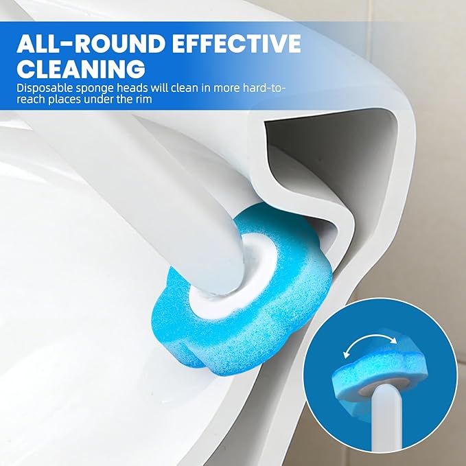 Toilet Bowl Wand Refills, 48 Pcs Disposable Toilet Brush Cleaning Sponges Heads, Not Compatible with Other Wand