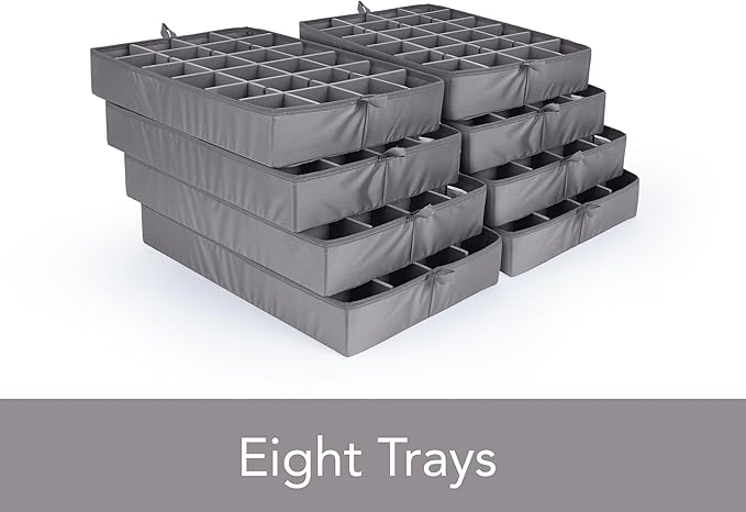 Covermates Keepsakes - Adjustable Zip-Top Storage Box - Configurable FlexGrid Compartments - Heavy Duty Polyester- Reinforced Handles - Stackable Design - Indoor Storage, Grey Heather