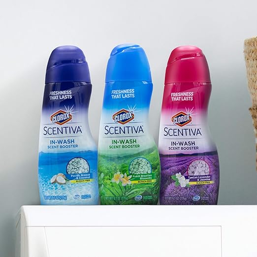 Clorox Scentiva Scent Booster Beads Laundry Freshener, Pacific Breeze & Coconut - In-Wash Fragrance Booster for Clothes, Odor Eliminator, Long-Lasting Fresh Scent Beads - 9.7 Ounce