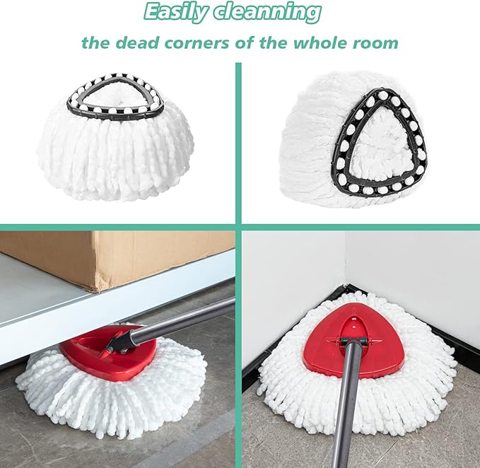 10 PCS Spin Mop Replacement Head,100% Microfiber Mop Heads Replacements Compatible with Cedar Easywring 1-Tank System, 360 Degree Round Mop Refills for Easy House Cleaning Floor Mopping
