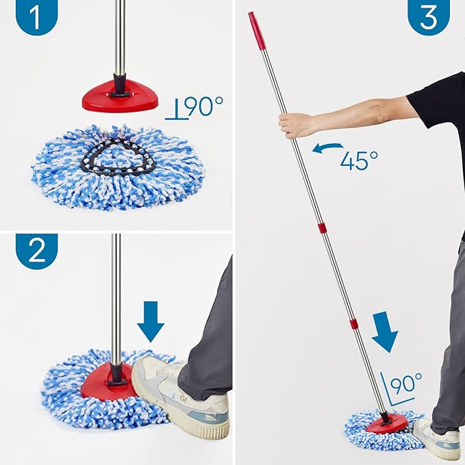 Matthew Cleaning 12Pack Blue Microfiber Spin Mop Replacement Head Compatible with EasyWring Spin Mop Replace Head-EasyWring High Absorbency,Machine Washable,Microfiber Spin Mop Refills