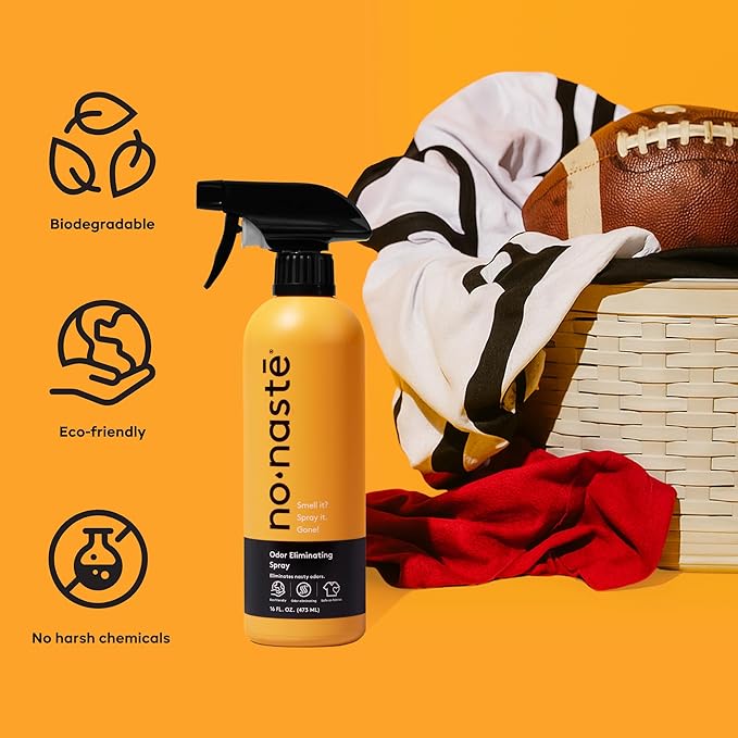 Nonaste Odor Eliminating Spray for Shoes, Gym Bags, Sports Gear & Yoga (16 Oz, Pack of 1) | Long-Lasting Fabric Refresher with Enzymes | Shoe Deodorizer & Gym Bag Deodorizer, Fabric-Safe