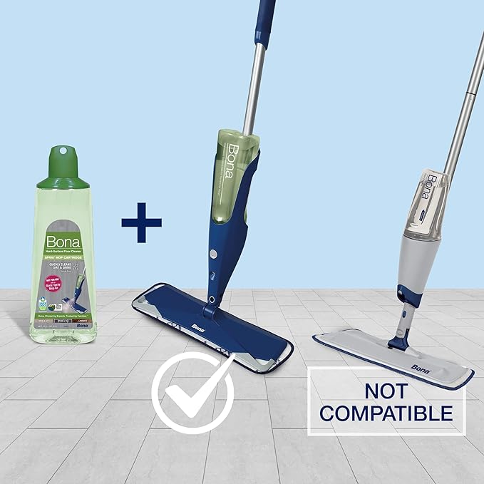 Bona Multi-Surface Hard Floor Cleaner Spray Mop Cartridge - 34 fl oz - Unscented - Refillable - Residue-Free Floor Cleaning Solution for Bona Spray Mops - Stone, Tile, Laminate, and Vinyl Floors