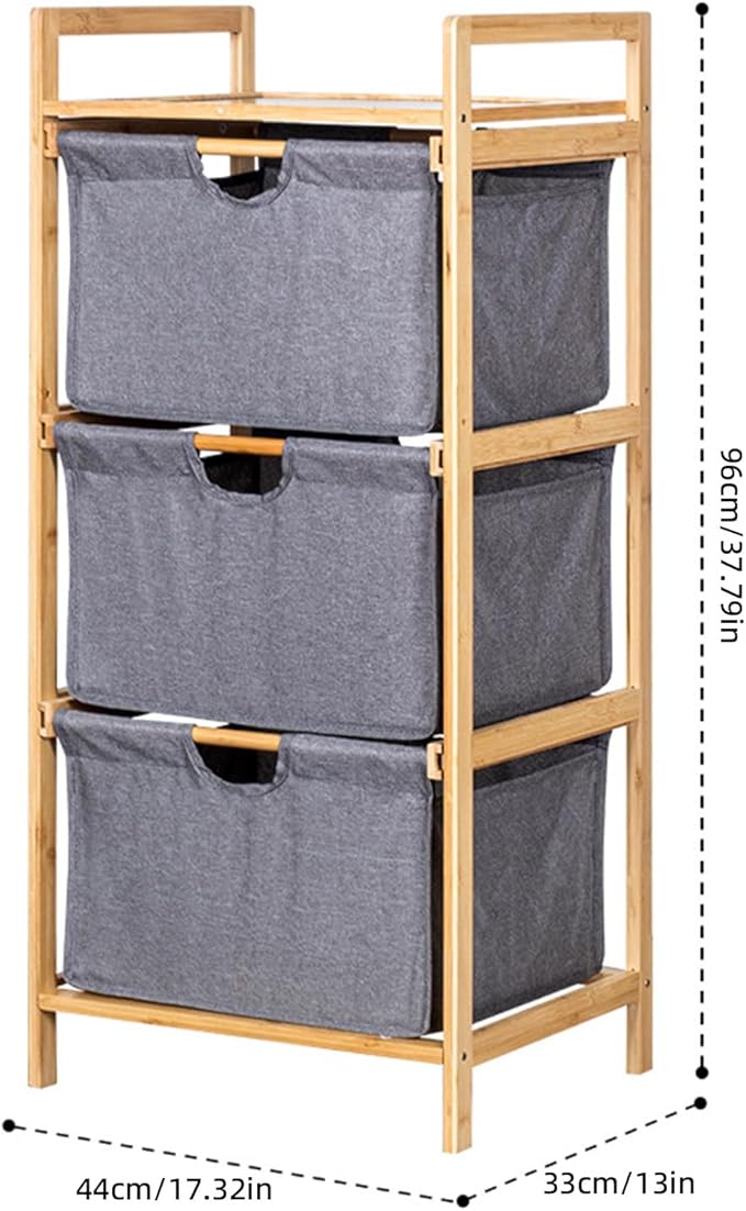 Yosoo 3 Tier Laundry Hamper Organizer with Towel Cabinet Handles, Large Capacity Box Shelf, Compact Design for Bathroom Bedroom Living Room, Ideal Storage Organizer (Grey)