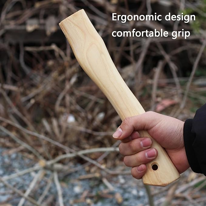 2 PCS Replacement Axe Handle for Camping Gardening Axe, 13in Hickory Hatchet Handle Replacement with Wooden and Steel Wedges Camping Essentials