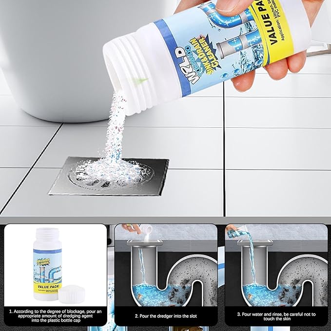 2026 Upgrade Wild Tornado Pipe Dredge, Powerful Sink Drain Cleaner, Multi-functional Drains Cleaners Fast Foaming for Kitchen Toilet Pipeline Quick Cleaning Tool (2PC)