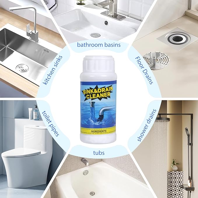 Powerful Sink Drain Cleaner - Fast Foaming Pipeline Dredging Agent for Kitchen Sink,Bathroom & Shower,Toilet Pipes (2pcs, sky blue)