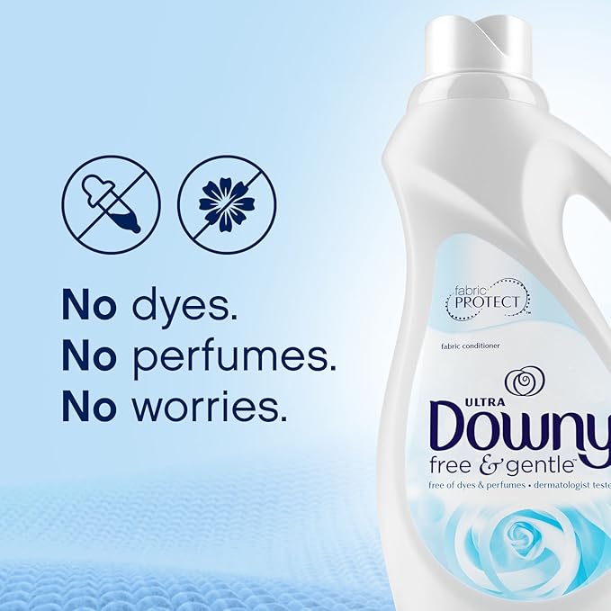 Downy Free & Gentle Liquid Fabric Conditioner for Sensitive Skin, 34 Fl Oz