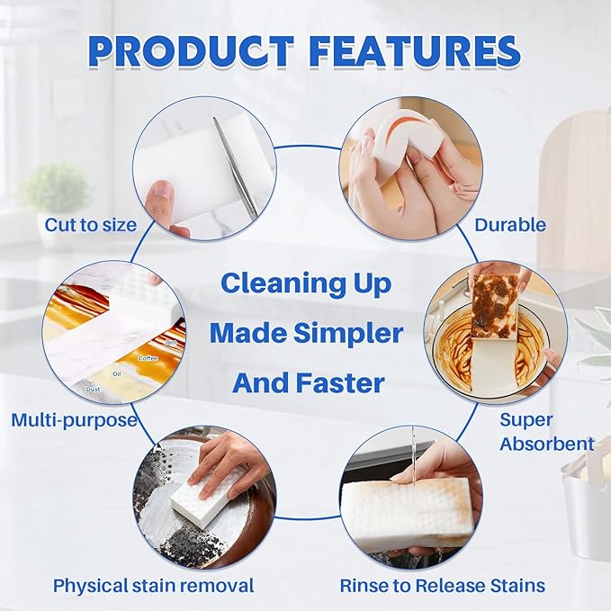 Glass Cooktop Cleaner Sponge, 10 Pack GRS Certified Stove Top Cleaner 2X Density Magic Melamine Sponge Eraser, Extra Durable & Long Lasting, for Kitchen Glass Marble Ceramics Top Daily Cleaning