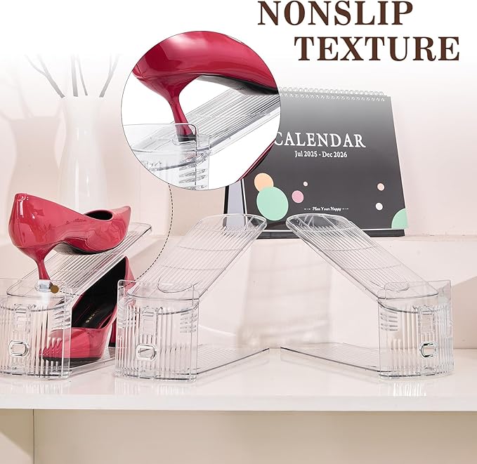 20PACK Shoe Slots Organizer for Closet,Adjustable Shoe Rack Holder Shoe Space Savers Double Layer Stack Shoe Racks for Closet Organization(Transparent)