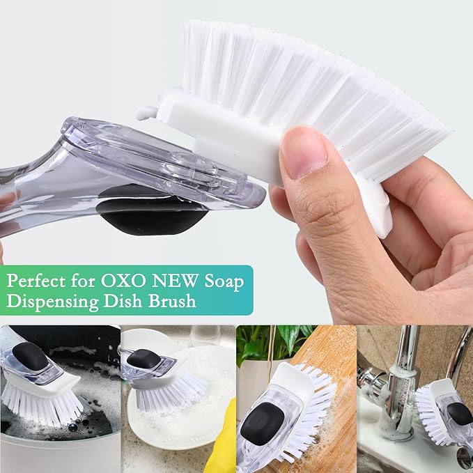 New Brush Refills for OXO New Soap Dispensing Dish Brush - 8 Pack Dish Brush Cleaning Soap Dispensing Head Replacement for Scrubber
