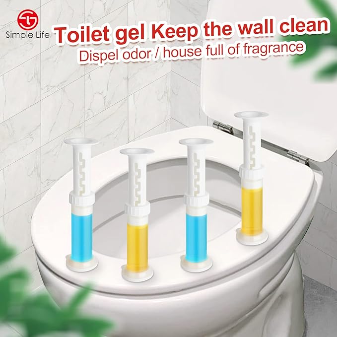 Simple Life Toilet Gel Stamp – Fresh Flower Scent, Anti-Limescale Toilet Cleaner Gel, Deodorizing & Long-Lasting Freshness, 64 Stamps, Blue & Yellow