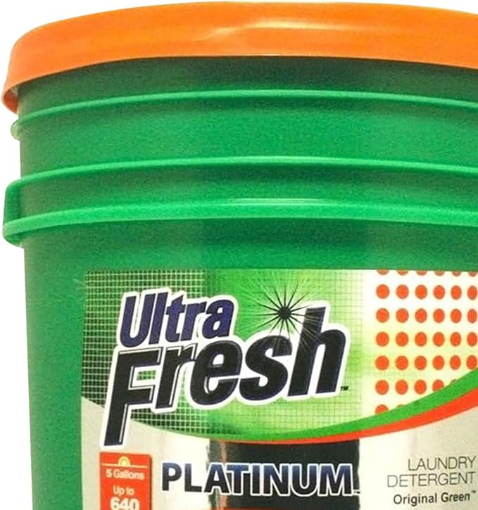 Ultra Fresh 3X Platinum 5 Gallon Laundry Detergent Liquid for All Machine Types with Easy Dispensing Pump, Up to 640 Loads, Original Green (2 Pack)