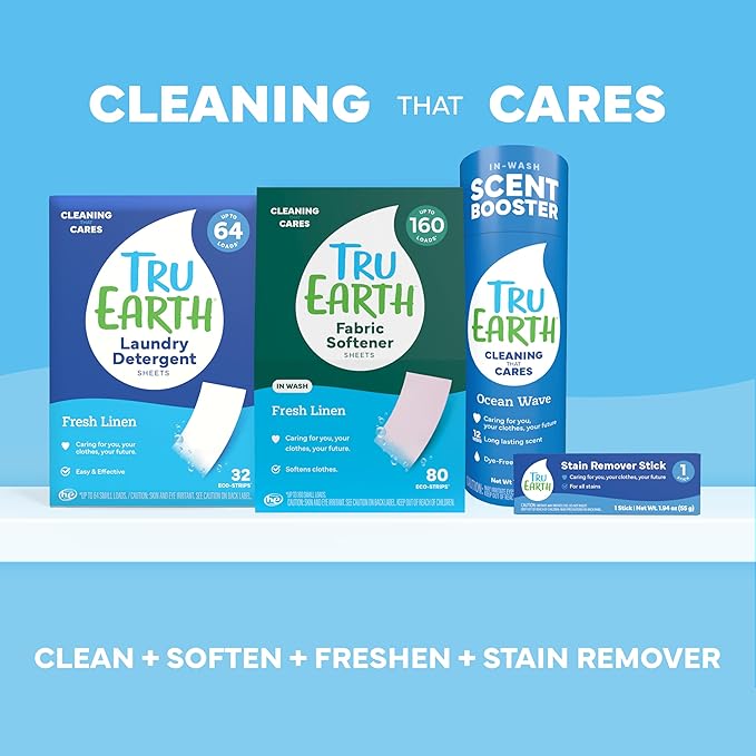 Tru Earth Fabric Softener Sheets for Washing Machine | Alternative to Fabric Softener Liquid and Pods | 80 Sheets | Fragrance-Free
