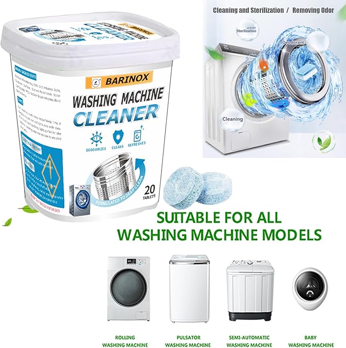 Bundle - Washing Machine Cleaner Tablets (20 Pack) & 7 oz Mold Remover Gel | Deep Cleaning, Odor & Mold Removal | Multi-Purpose Cleaner for Washing Machines, Household Surfaces & Bathrooms