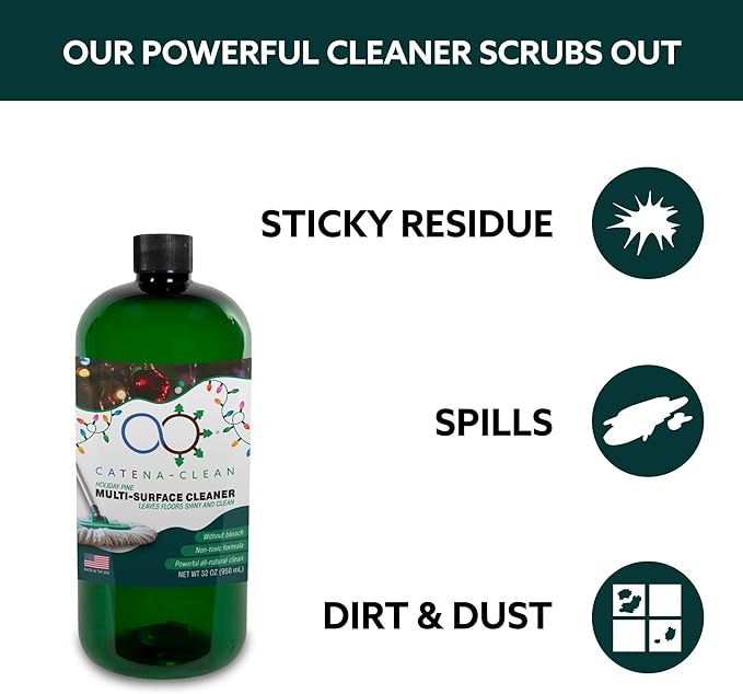 Natural Holiday Pine Scented Mop Cleaner (6 Pack) - Streak-Free Floor Cleaning Solution for Wood, Laminate & Metal Flooring - Removes Dirt, Spills, Grime & Sticky Residue 192 fl. oz total