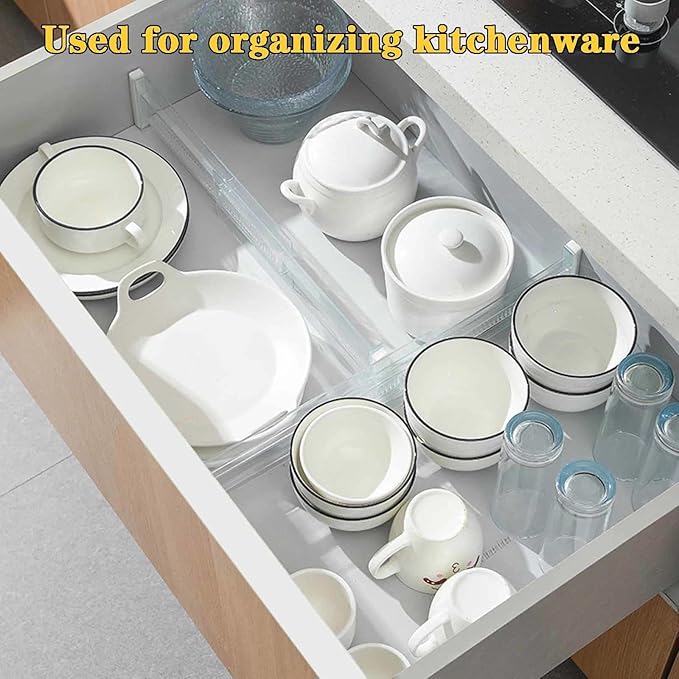 12 Pcs Drawer Dividers for Clothes, 3.15" High 11.34"-19.69" Adjustable Expandable Dresser Drawer Organizer, Clear Plastic Separators for Dresser, Baby Clothing (12, clear)