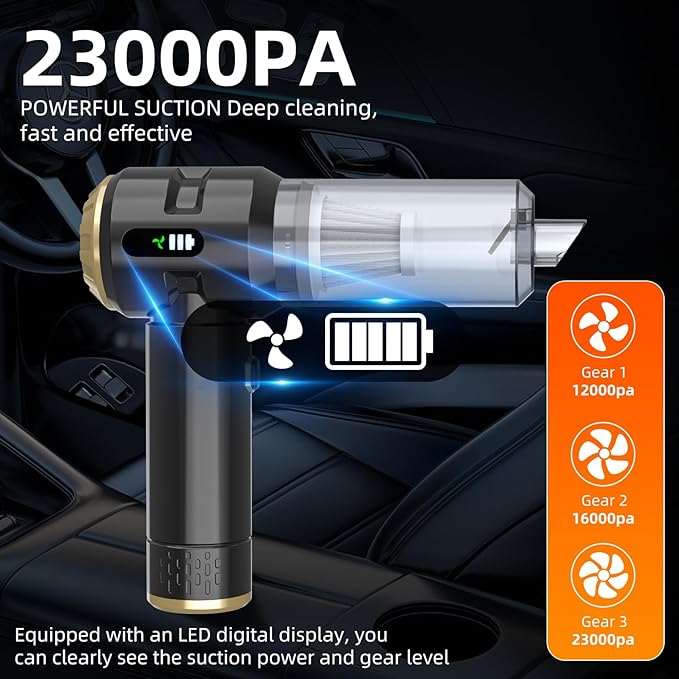 Handheld Vacuum Cleaner Cordless, 23000Pa Powerful Car Mini Vacuum Cleaner, Rechargeable Portable Lightweight dust Catcher for Home Car Carpet Stairs Pet Hair Deep Cleaning