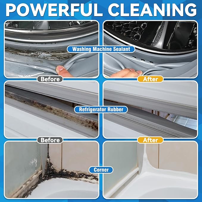 Mold Stain Cleaner, 8 Floz Washing Machine Cleaner Gel with Brush, Household All-Purpose Cleaner Highly Effective in Penetrating for Grout, Fridge, Bathroom, Shower (8, Fluid Ounces) (8 Fl Oz)