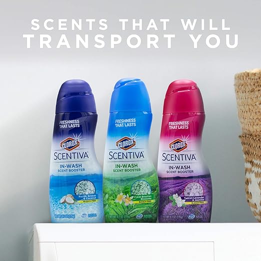 Clorox Scentiva Scent Booster Beads Laundry Freshener | Beautiful and Fresh Pacific Breeze & Coconut Scent | Easy to Use Laundry Beads Scent Booster | 9.7 Ounces (6 Pack)
