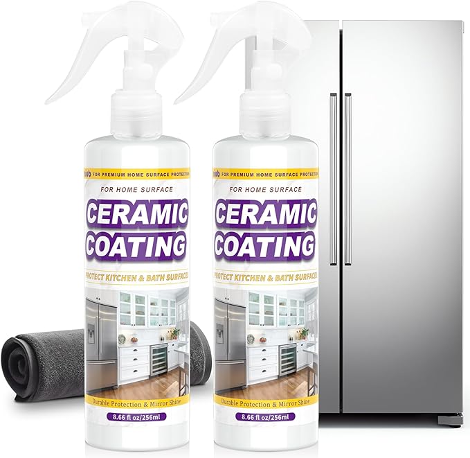 Ceramic Coating Spray 17.32oz – Appliance & Kitchen Protector for Stainless Steel – Fingerprint Resistant Cleaner & Sealer for Sinks, Fridges, Stoves – Easy Cleaning & Long-Lasting Multi-Surface Shine