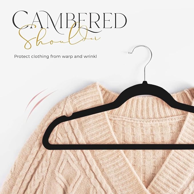 HOUSE DAY Black Velvet Hangers 300 Pack, Premium Clothes Hangers Non-Slip Felt Hangers, Sturdy Black Hangers Heavy Duty Coat Hangers, Durable Suit Hangers, Space Saving No Hanger Mark Rotating Hook