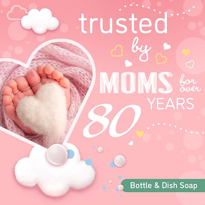 DREFT Bottle and Dish Soap Baby Gift Set - Bonus Travel Size Dreft All Purpose Cleaner & Stain Remover - Made to Clean Baby Essentials - Plant Based Ingredients, Fragrance Free Formula - 4 Piece Set