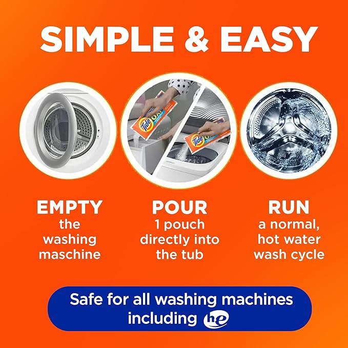 Washing Machine Cleaner by Tide, Washer Machine Cleaner with Oxi for Front and Top Loader Washer Machines, Deep Cleaning Residue & Odor Eliminator, 10 Month Supply + Calendar