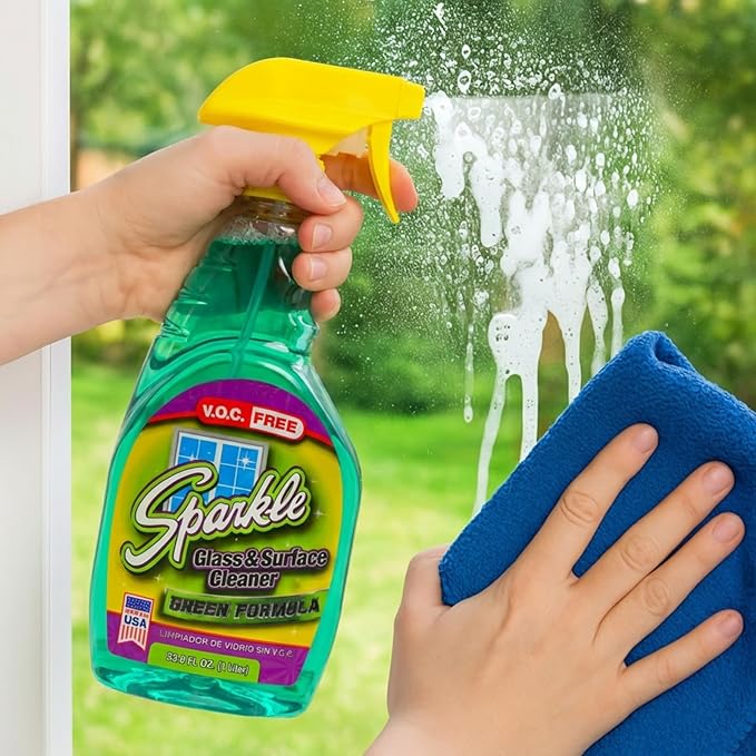 Sparkle Green Formula Glass Cleaner, 33.8 Oz Bottle