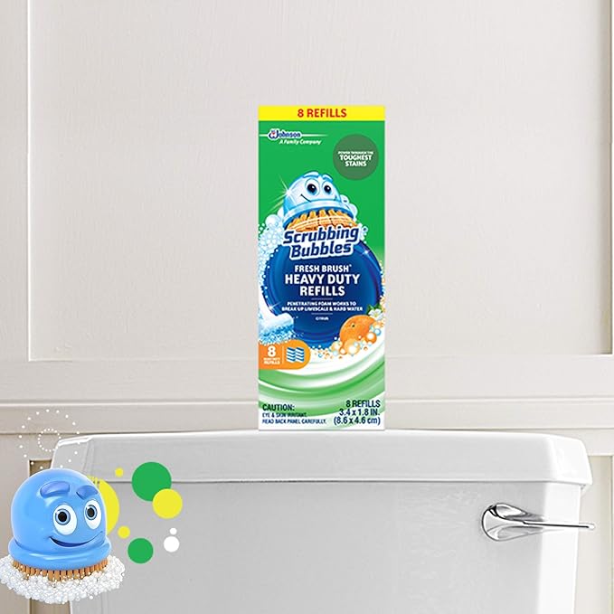 Scrubbing Bubbles Toilet Bowl Wand Cleaner Refills, Fresh Brush Heavy Duty Cleaner Toilet Refill Pads, Removes Limescale & Odors, Citrus Scent, 8 Count (Pack of 1)