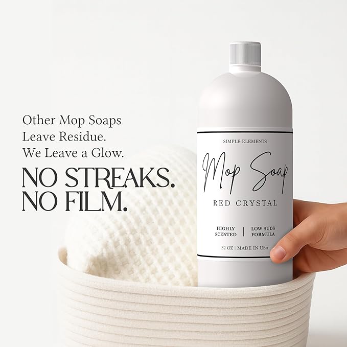 Mop Soap Highly Scented Fragrance, Long Lasting Luxury Floor Cleaner for Hardwood, Tile, Laminate & Stone, Low Suds No Residue Formula, All Mop Types, Made in USA, 32oz Red Crystal Fragrance