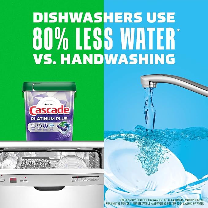 Cascade Platinum Plus Dishwasher Pods, Dishwasher Detergent, Dishwasher Soap, Dish Tabs, Dishwashing Tablets, Dish Detergent, Fresh, Actionpacs, 62 Count