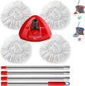 BonusLife Replacement Part Set for Oceda EasyWring Spin Mop 1-Tank System Only, 1 Handle, 1 Base, 4 Refills