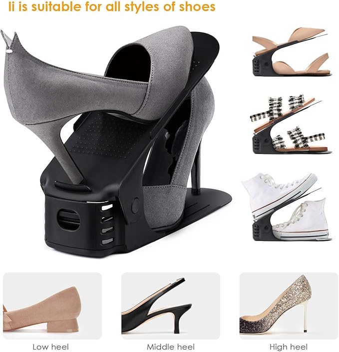 Soerreo Shoe Slot Storage Box Adjustable Shoe Rack Save Space Suitable for High Low Heels, Sneakers and Sandals (10 Piece Set)